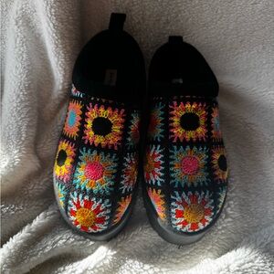 Bamboo Crochet Platform Slippers